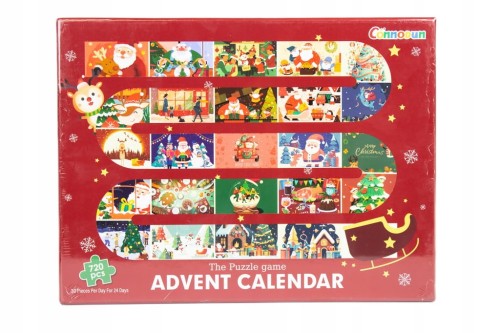 Kalendarz Adwentowy 720 elementów puzzle świąteczne Boże Narodzenie 24 dni