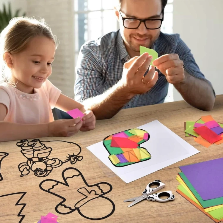 Witraże Świąteczne ozdoby okienne Rękodzieło dla dzieci DIY Boże Narodzenie