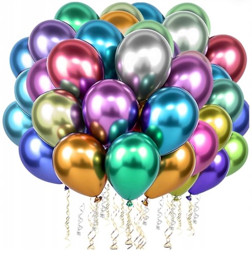 Balony kolorowe 60 sztuk 12" - 30cm metaliczne chrom URODZINY IMPREZA
