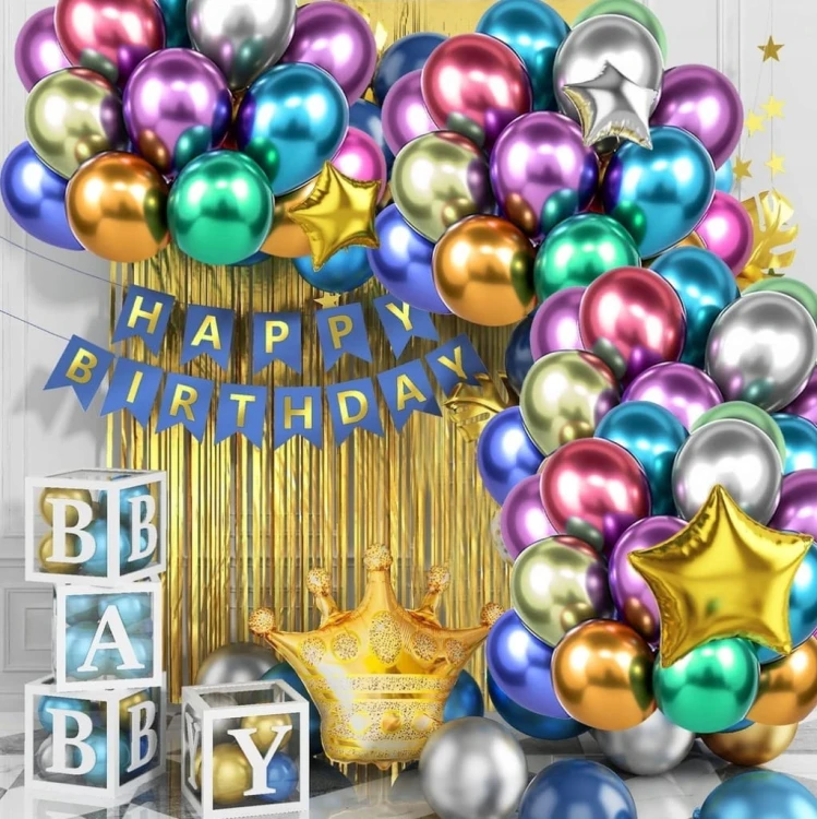 Balony kolorowe 60 sztuk 12" - 30cm metaliczne chrom URODZINY IMPREZA