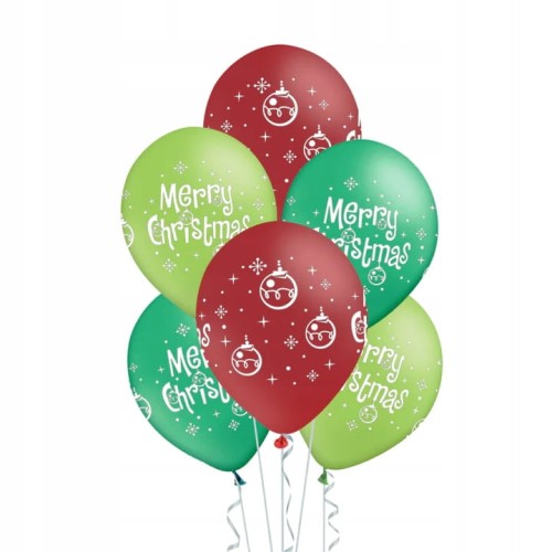 Balony nadruk Wesołych Świąt Boże Narodzenie 6 sztuk 12 cali Partypal