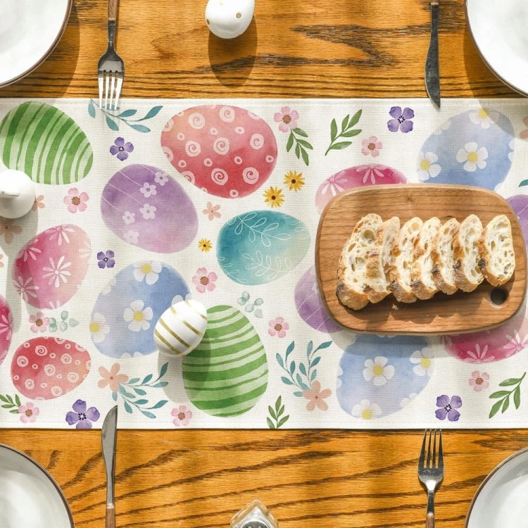 Bieżnik wielkanocny kolorowe pisanki akwarela 40x140 dekoracja stołu