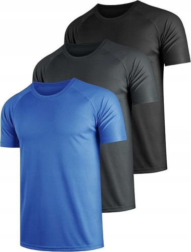 Zestaw 3 Koszulek Sportowych Męskich Oddychające Siłownię Bieganie XXL 2XL