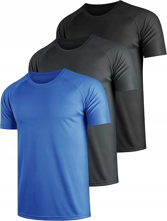 Zestaw 3 Koszulek Sportowych Męskich Oddychające Siłownię Bieganie XXXL 3XL