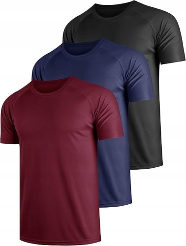 Zestaw 3 Koszulek Sportowych Męskich Oddychające Tshirt Siłownię Bieganie M