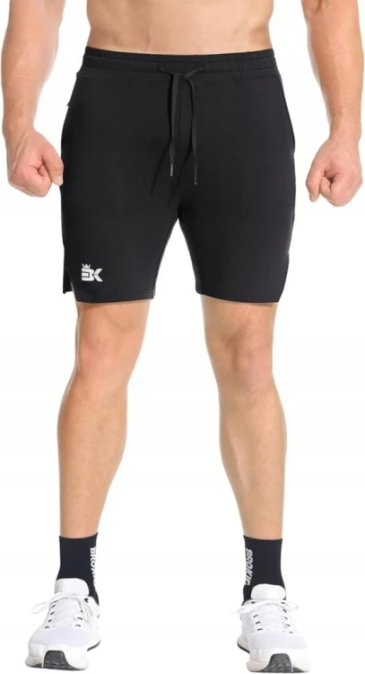Męskie Spodenki Sportowe Bieganie Elastyczny Pas Czarne i Szare R. L 2 szt.