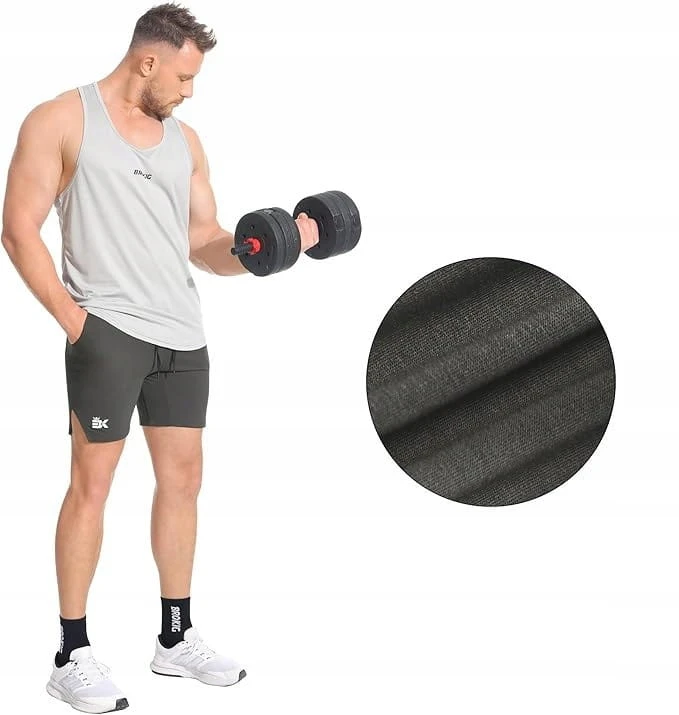 Męskie Spodenki Sportowe Fitness Bieganie Elastyczny Pas Czarny R. M