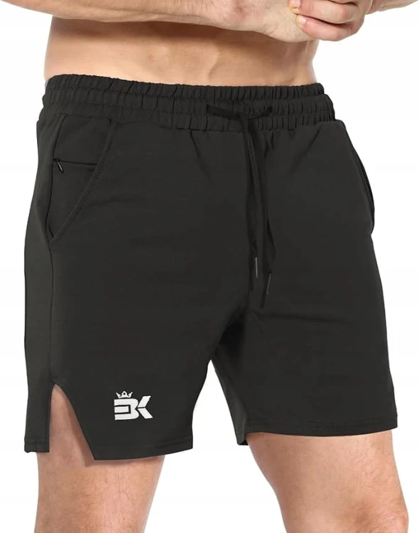 Męskie Spodenki Sportowe Fitness Bieganie Elastyczny Pas Czarny R. XL