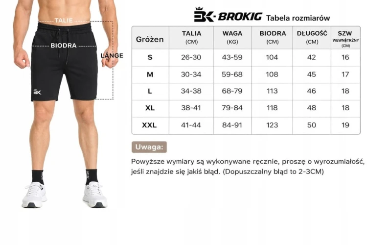Męskie Spodenki Sportowe Fitness Bieganie Elastyczny Pas Czarny R. XL