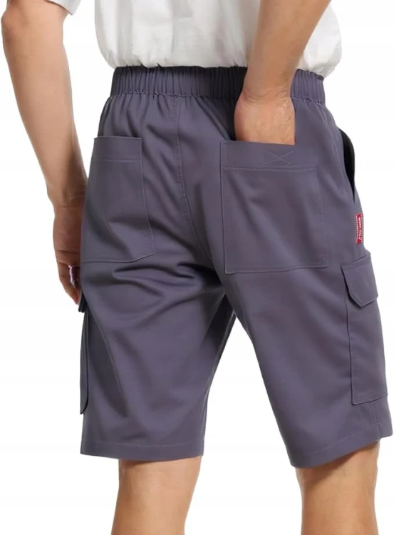 Męskie Spodenki Cargo Lato Elastyczny Pas 6 Kieszeni Outdoor Szary M