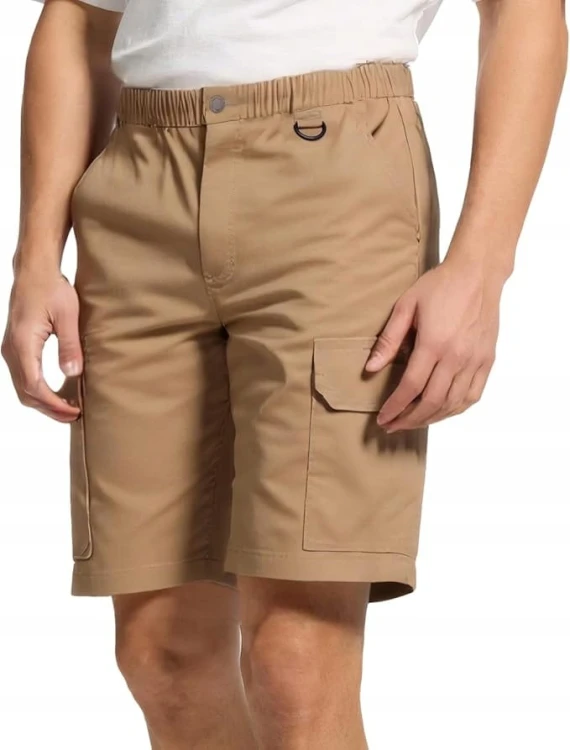 Męskie Spodenki Cargo Lato Elastyczny Pas 6 Kieszeni Outdoor Khaki M