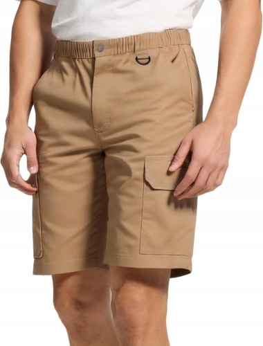 Męskie Spodenki Cargo Lato Elastyczny Pas 6 Kieszeni Outdoor Khaki XL