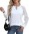 Elegancka Bluzka Damska z Koronką V-Neck Długi Rękaw Stylowa Biała XL