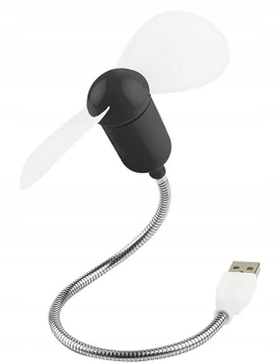 Mini Wentylator USB Elastyczny 30cm Cichy Do Laptopa Powerbank Czarny
