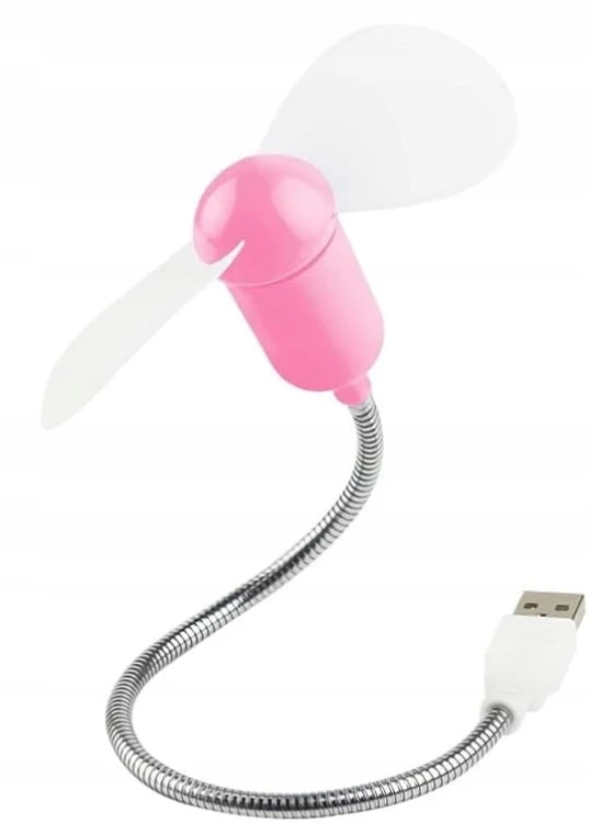 Mini Wentylator USB Elastyczny 30cm Cichy Do Laptopa Powerbank Różowy