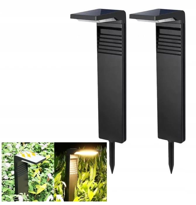 Lampy Solarne Ogrodowe LED 2 szt. Ciepłe/Zimne Światło Do Ogrodu i Ścieżek