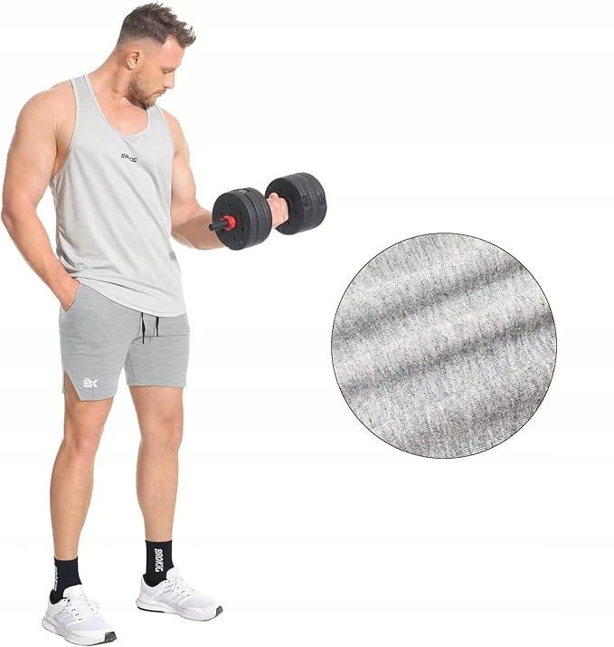 Męskie Spodenki Sportowe Fitness Bieganie Elastyczny Pas J. Szary R. L