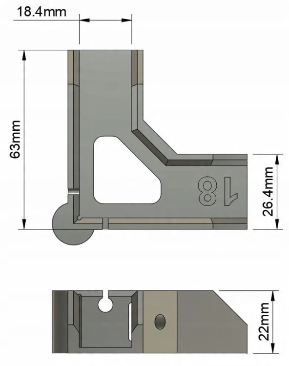 UCHWYT KĄTOWY NAROŻNY STOLARSKI 90° DO KORPUSÓW 18 MM płyt mdf TRZECIA RĘKA