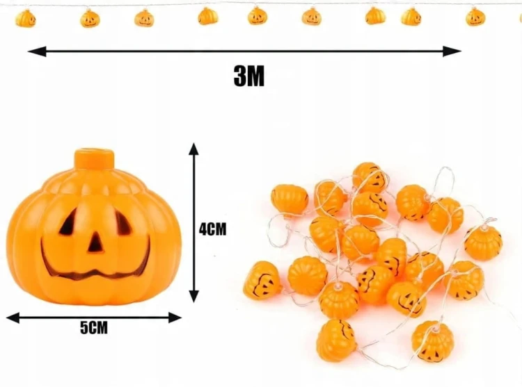 Girlanda DYNIE LED Halloween 3 metry 20 diód na baterie pomarańczowe