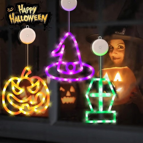 3x Dekoracja LED Halloween DYNIA nagrobek kapelusz na baterie przylepce