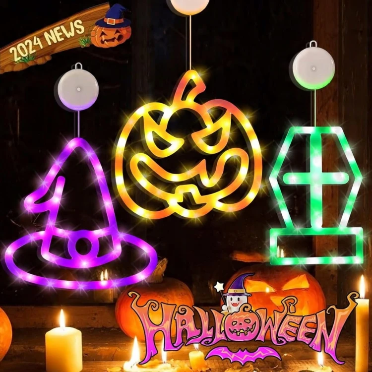 3x Dekoracja LED Halloween DYNIA nagrobek kapelusz na baterie przylepce