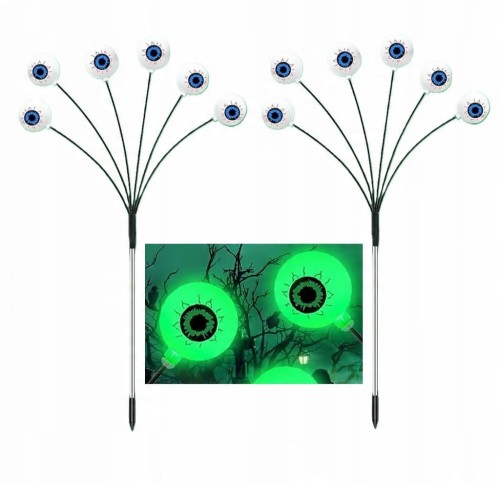 Lampki Halloween LED Oczy 2x Zestaw Na Baterie Dekoracja Ogrodowa