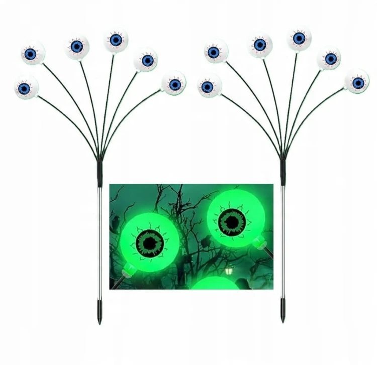 Lampki Halloween LED Oczy 2x Zestaw Na Baterie Dekoracja Ogrodowa