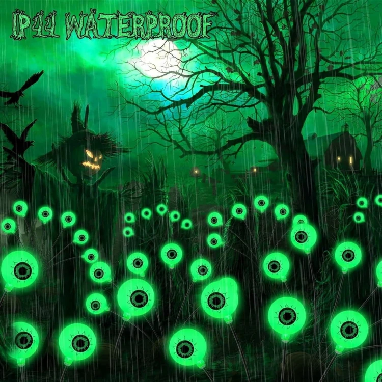 Lampki Halloween LED Oczy 2x Zestaw Na Baterie Dekoracja Ogrodowa