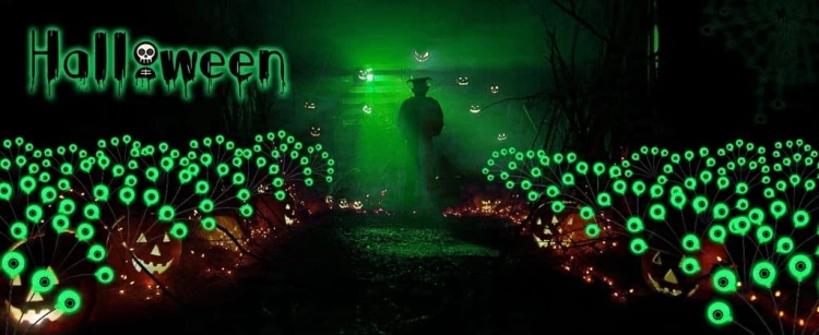 Lampki Halloween LED Oczy 2x Zestaw Na Baterie Dekoracja Ogrodowa