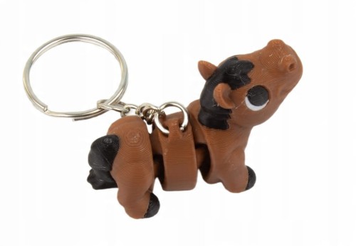 Brelok 3D Koń Konik Kucyk RUCHOMY z brązowy zawieszka breloczek 5 cm
