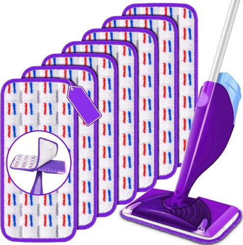 7x wkład nakładki do mopa płaskiego na rzep mikrofibra zapas 30x13cm
