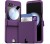 Samsung Galaxy Z Flip 5 Etui Portfelowe + Folia Ochrona 360 Karty fioletowe