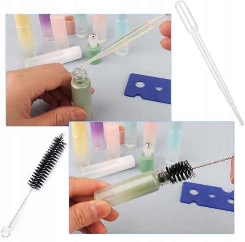 Zestaw 8 kolorowych szklanych butelek roll-on pefumy olejki 10 ml pipeta