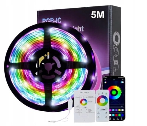 TAŚMA PASEK LED RGB 5M USB 5V PILOT STEROWANIE APLIKACJĄ BLUETOOTH MUZYKA