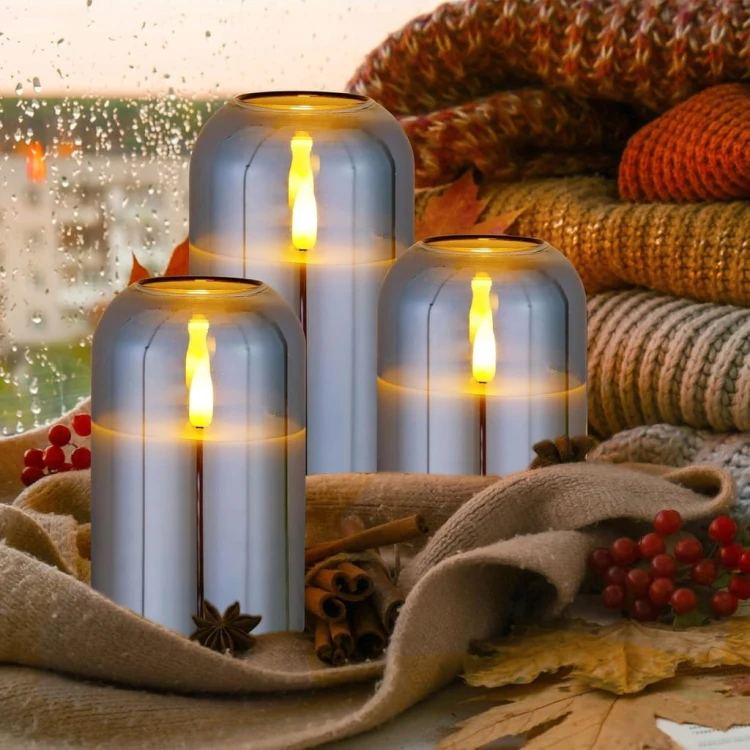 3x ŚWIECZKA ZESTAW ŚWIEC LED PILOT NATURALNY WOSK DEKORACJA NA BATERIE AA