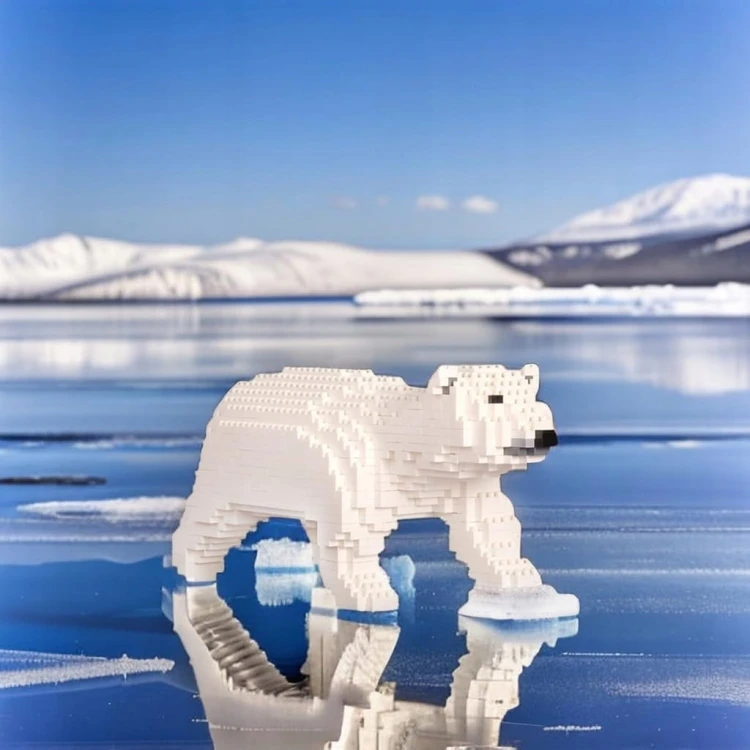 Zestaw klocków Niedźwiedź Polarny 1077 elemetów mikro klocki model 3D