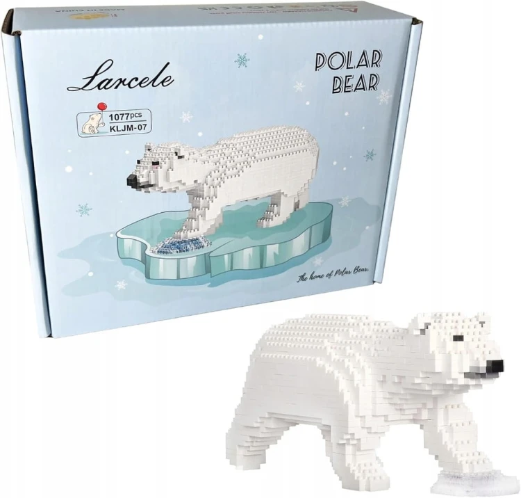 Zestaw klocków Niedźwiedź Polarny 1077 elemetów mikro klocki model 3D