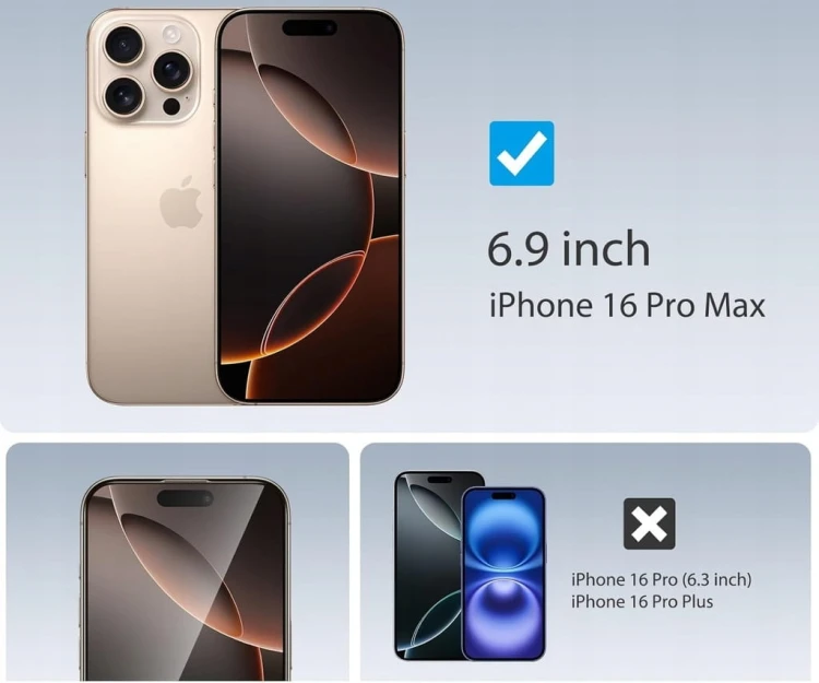 Szkło do iPhone 16 Pro Max 6.9" + Osłona Aparatu 9H 2 szt. HD z aplikatorem